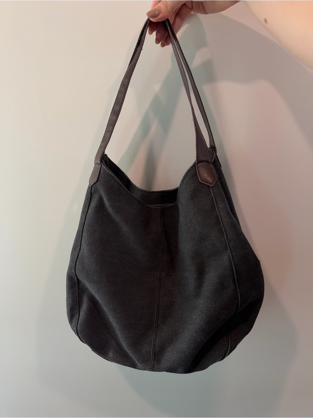 Black Canvas Shoulder Bag - Classic Everyday Tote